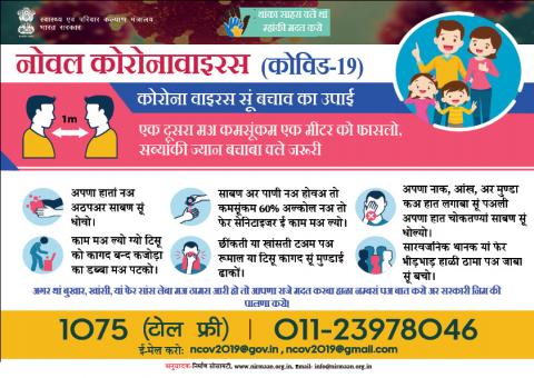 कोरोना वाइरस सूं बचाव का उपाई